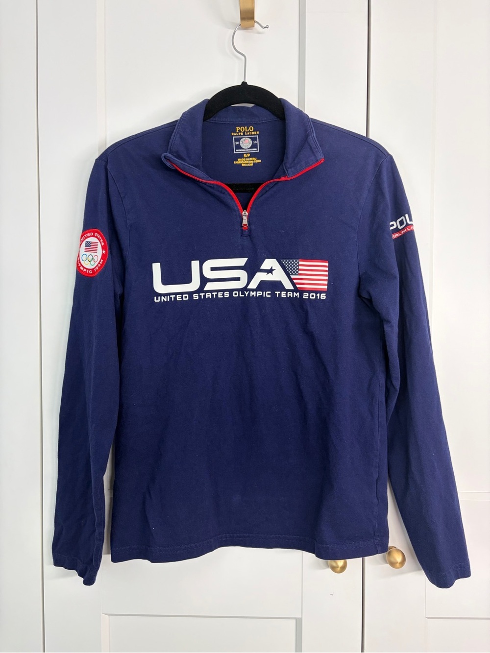 Polo Ralph Lauren USA 2016 Olympic Team 1/4 Zip Pullover - Navy & Red | S